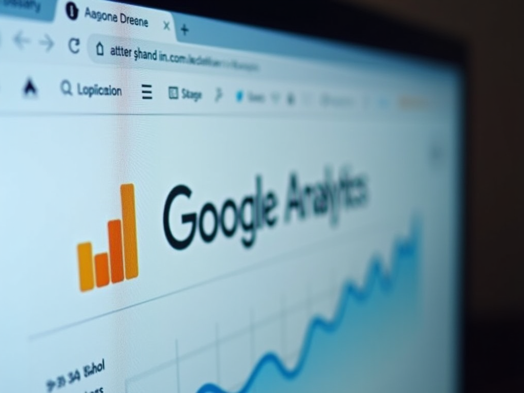 Close-up of a computer screen displaying a Google Analytics page with focus on graph and website data.